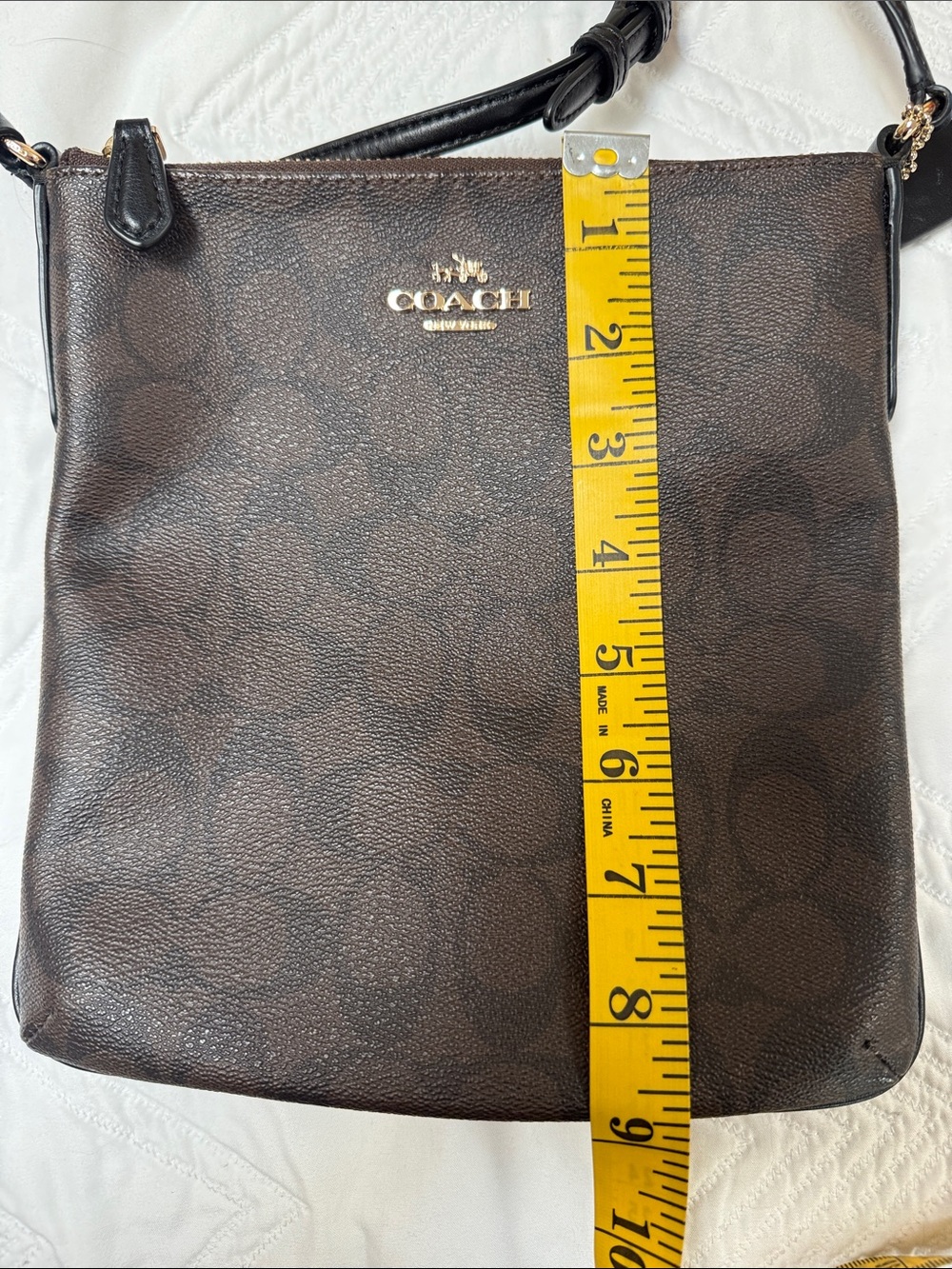 Coach Dark Brown Signature Leather Crossbody with Gold Logo - Picture 9 of 9